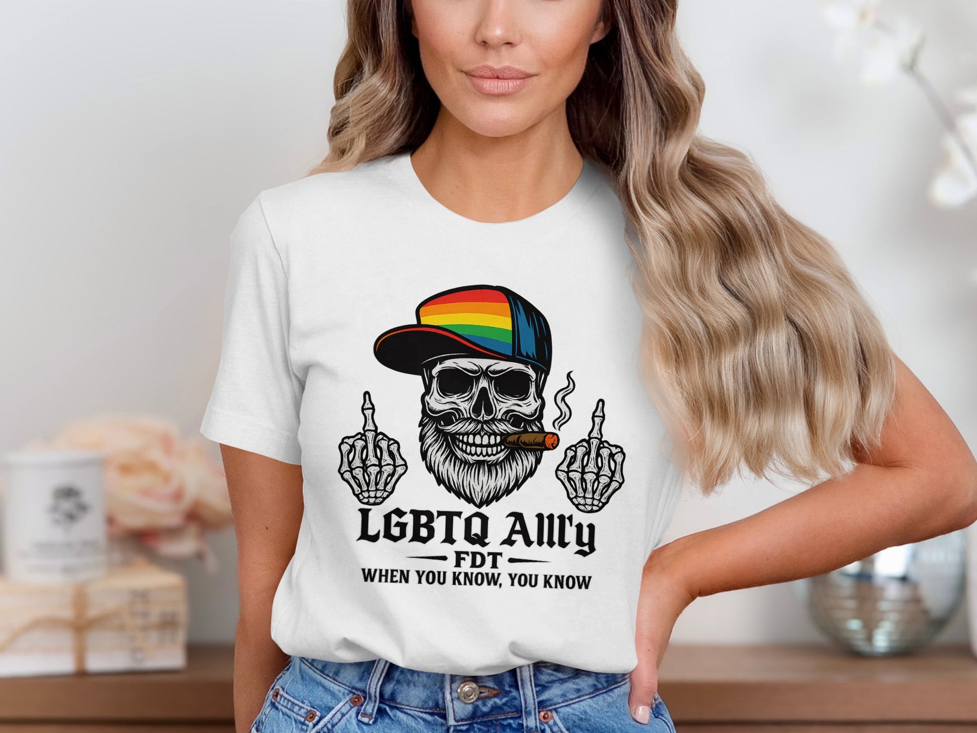 LGBTQ Ally Skull with Hat Design T-shirt product