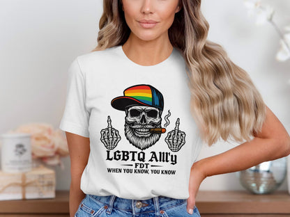 LGBTQ Ally Skull with Hat Design T-shirt product
