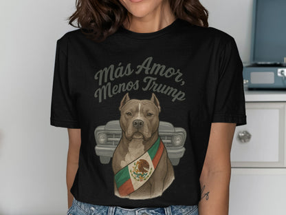 More Love Less Trump Pitbull Dog Fashion T Shirt product