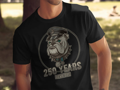 250 Years Devil Dog Graphic T-Shirt for Military Fans