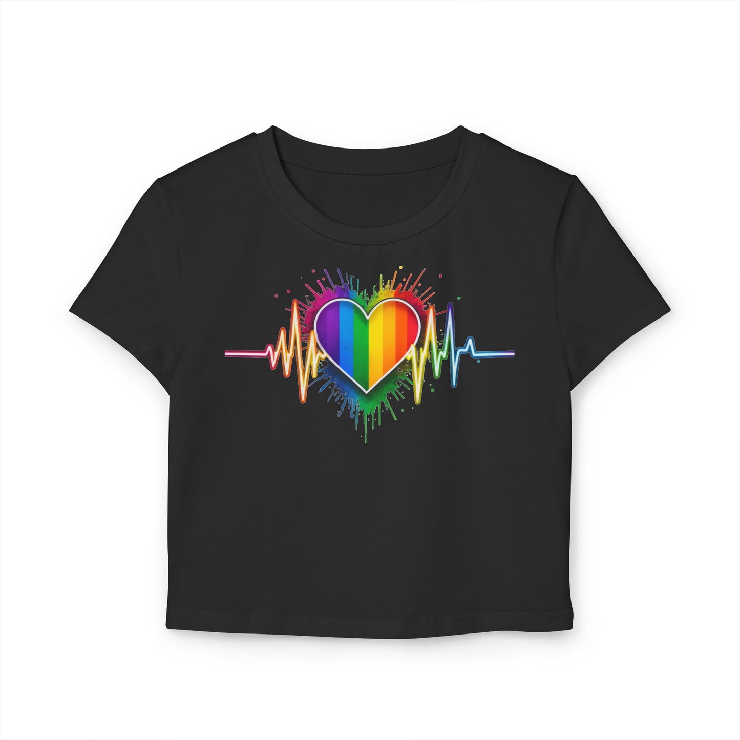 Pride baby tee Pride Heart Women's Baby Tee - Colorful Pulse Design for LGBTQ+ Celebration