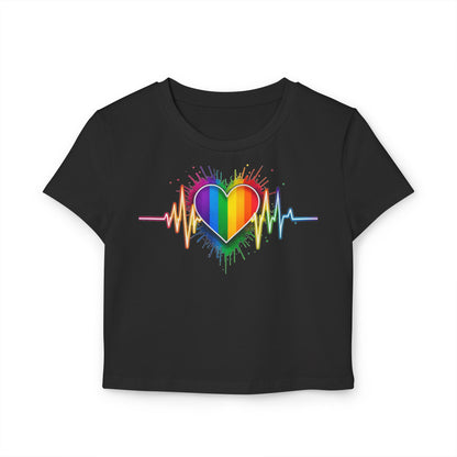 Pride baby tee Pride Heart Women's Baby Tee - Colorful Pulse Design for LGBTQ+ Celebration