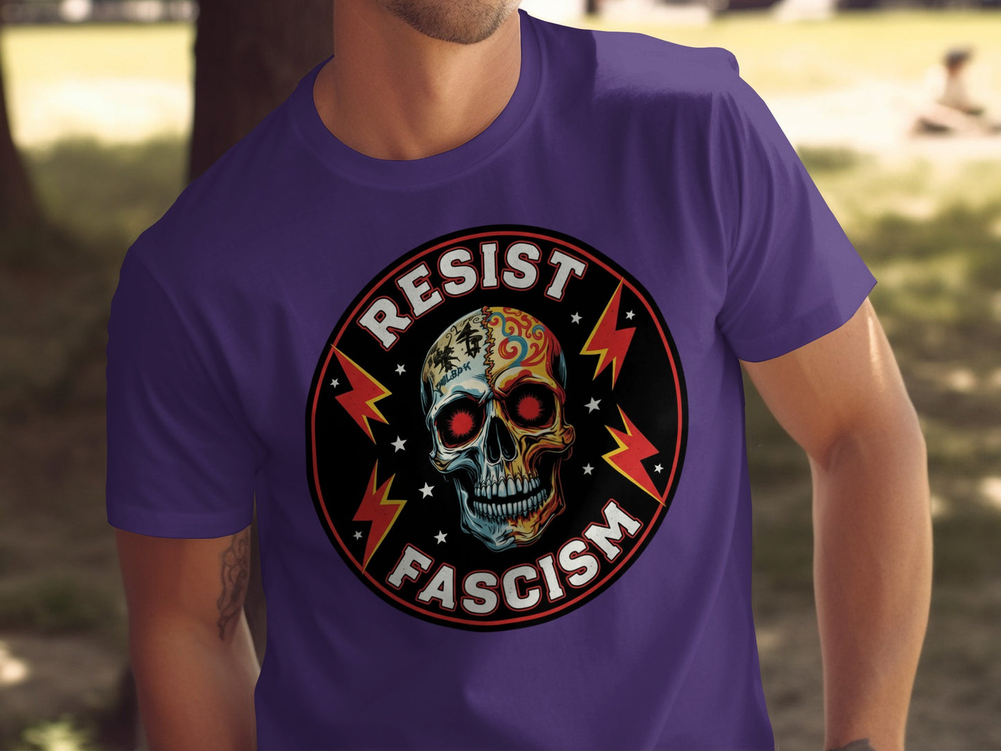 Resist Fascism Skull Design Men's T-Shirt Product