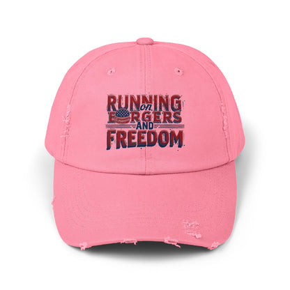 Unisex Distressed Cap - Running for Freedom Vintage Style Hat