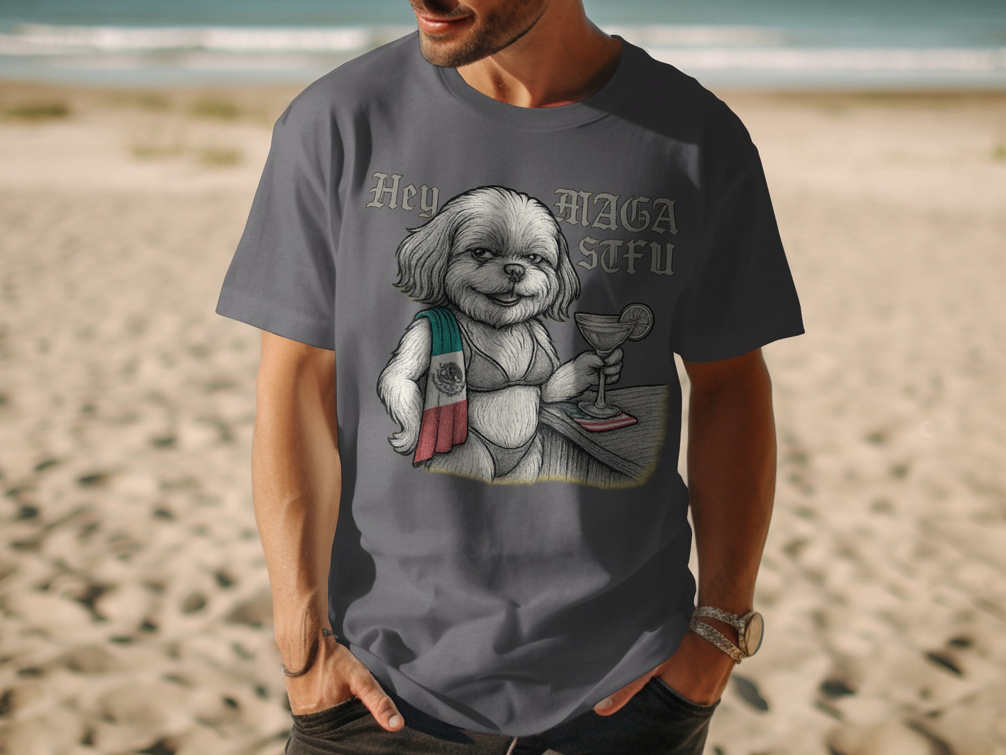Hey Maga Stu Dog Cartoon Graphic T-Shirt product