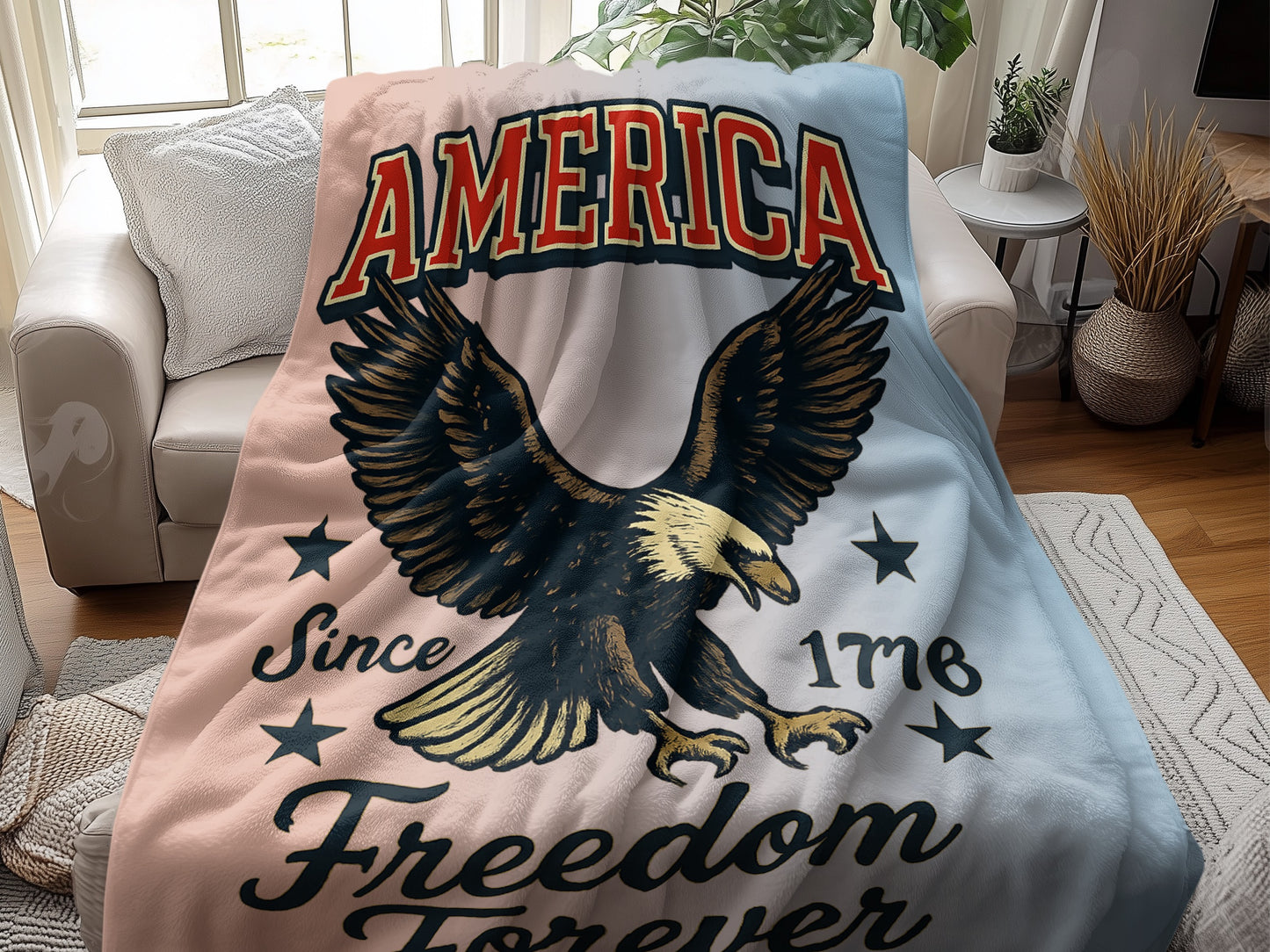 America Freedom Forever Eagle Design Blanket product