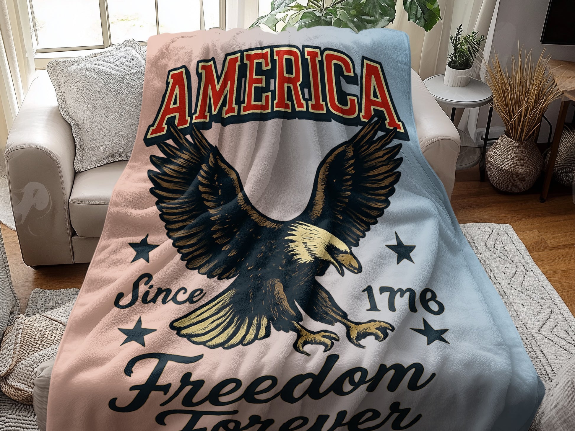 America Freedom Forever Eagle Design Blanket product