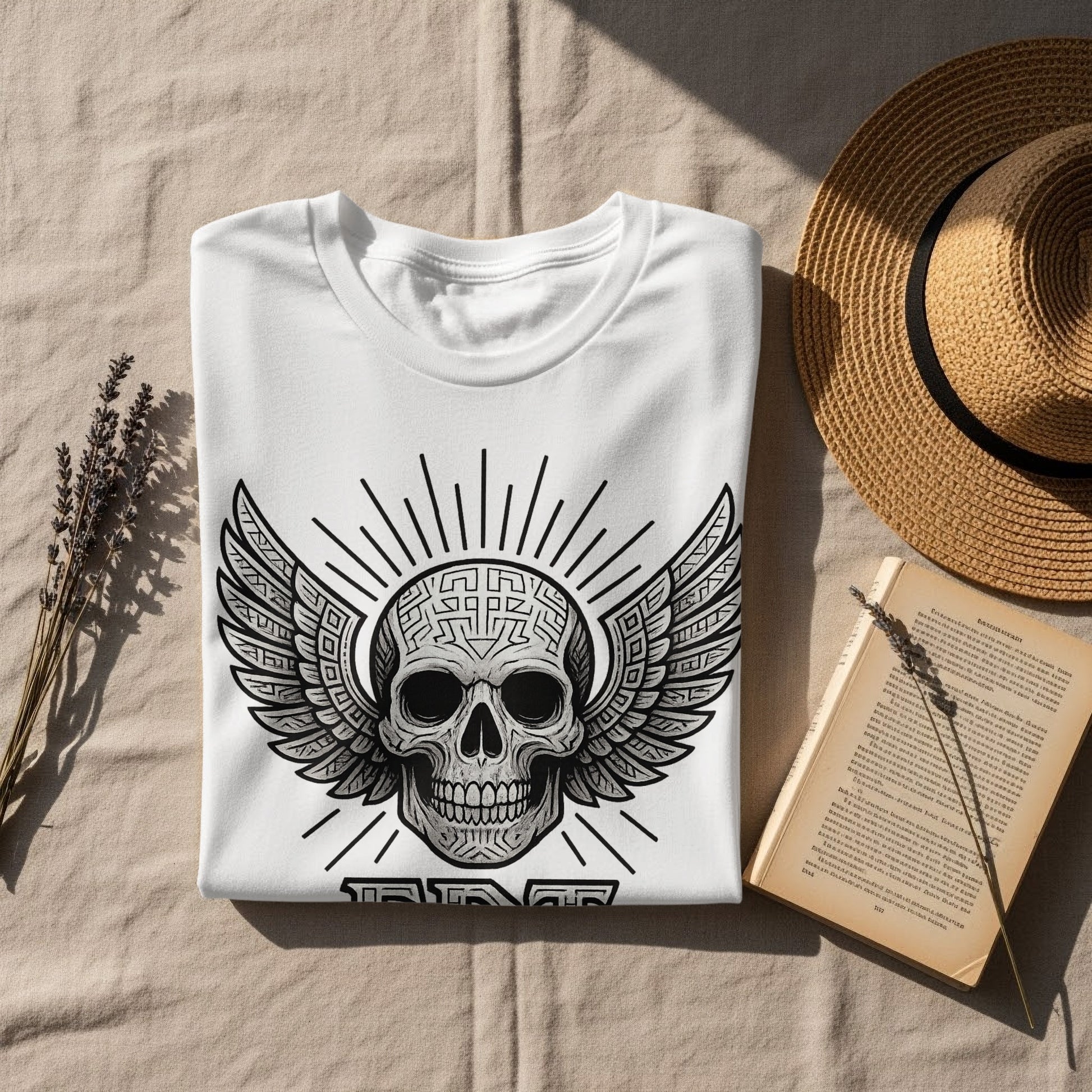 Skull with Wings Graphic Tee for Casual Wear