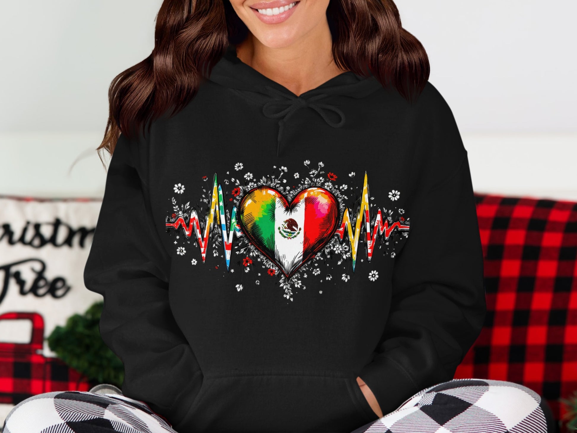 Mexican Flag Heartbeat Design Hoodie product type