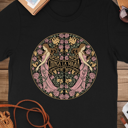 Chinga La Migra Vintage Floral Art Design Shirt