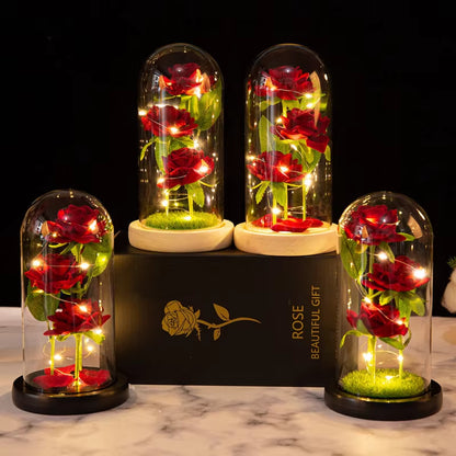 LED Galaxy Three Rose Artificial Flowers - Elegant Wedding Decor and Unique Gift for Valentine's Day and Mother's Day (Battery Not Included) - 1 Piece