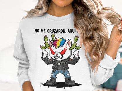 No Me Cruzaron Rainbow Punk Kitty Sweatshirt product