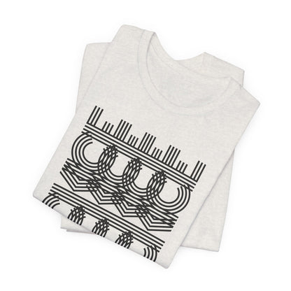 Fuck Ice Abstract Geometric Line Art Tee — Minimalist Black & White Pattern