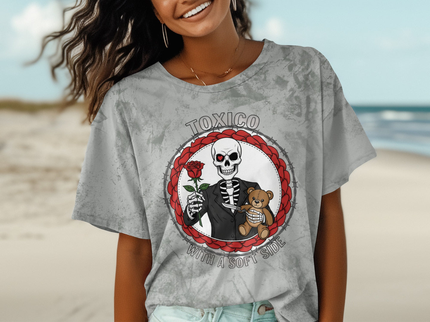 Toxico With A Soft Side Skeleton Teddy Bear Shirt