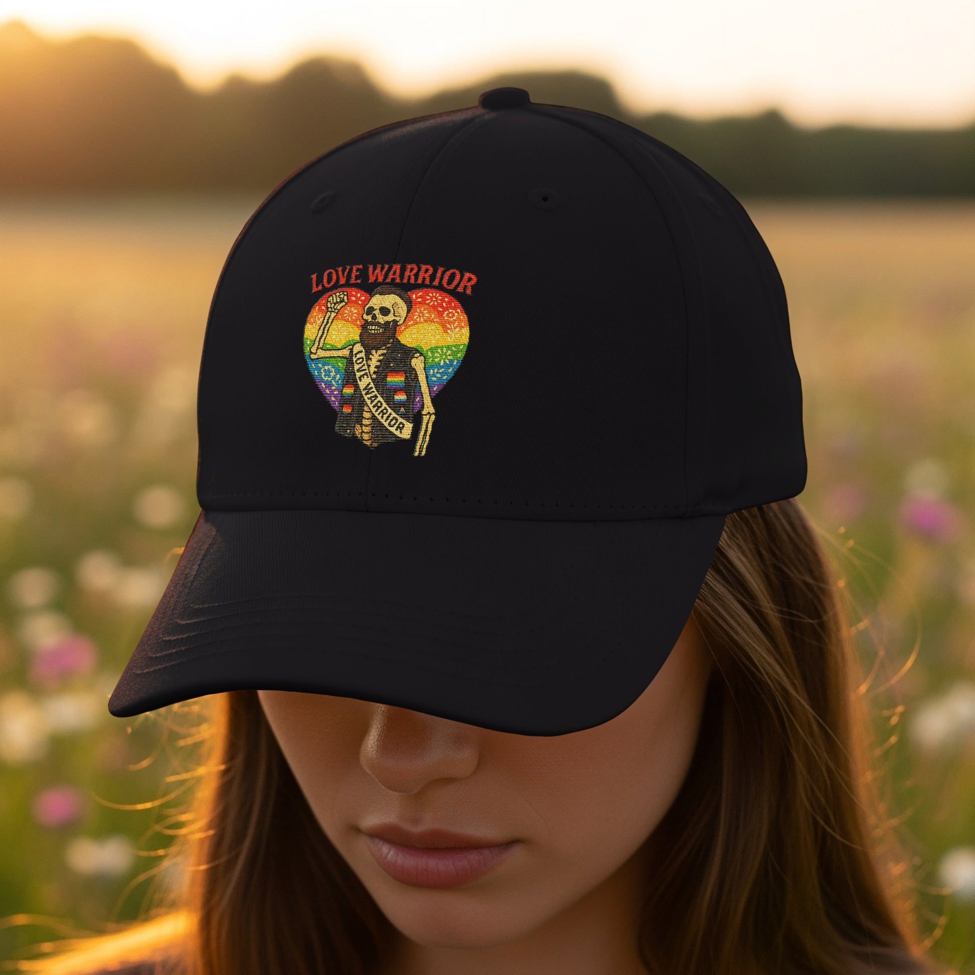 Love Warrior Skeleton Rainbow Heart Design Cap product