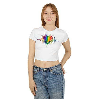 Pride baby tee Pride Heart Women's Baby Tee - Colorful Pulse Design for LGBTQ+ Celebration