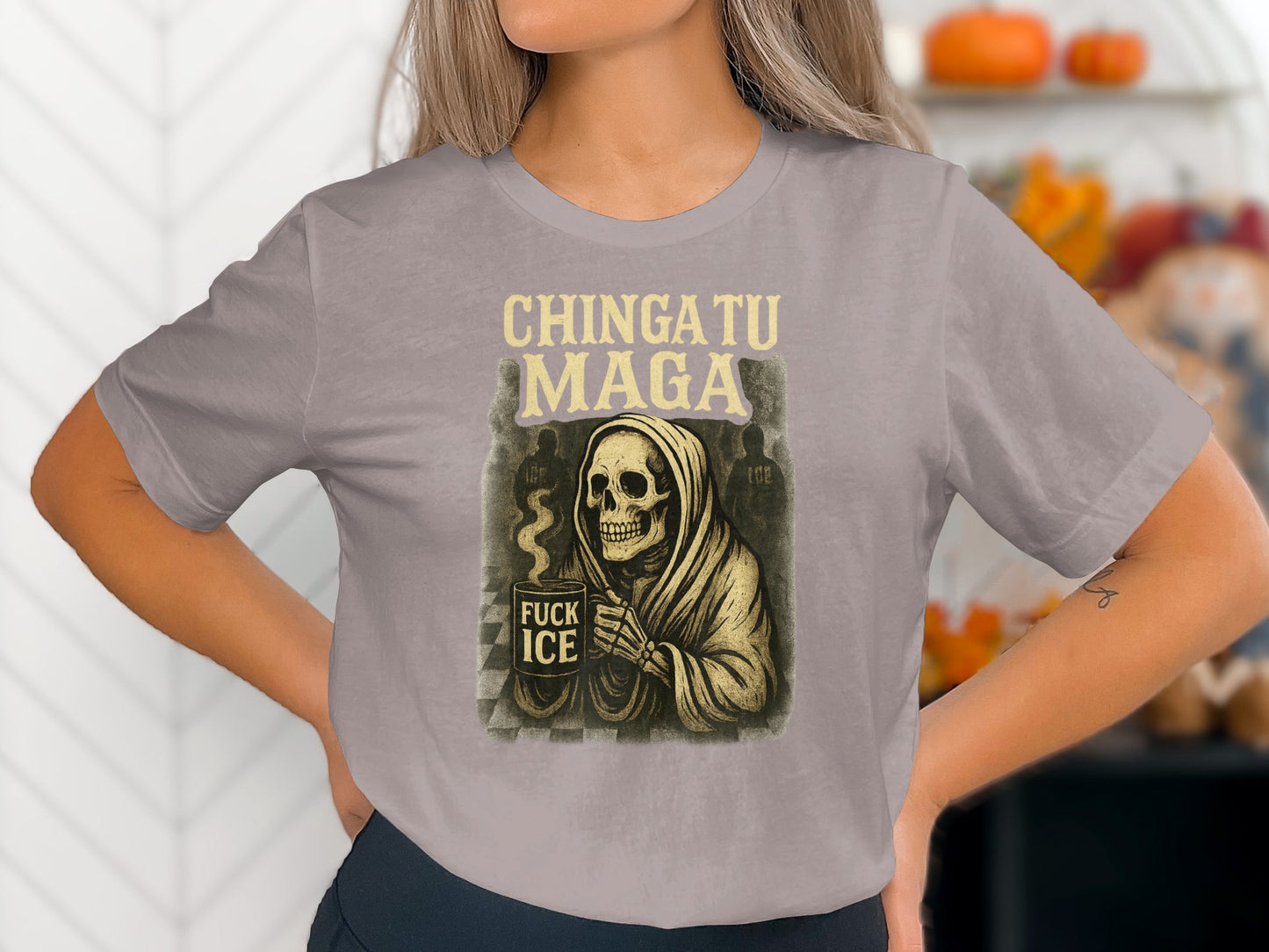 Chinga Tu Maga Fuck Ice Skeleton Graphic T-shirt