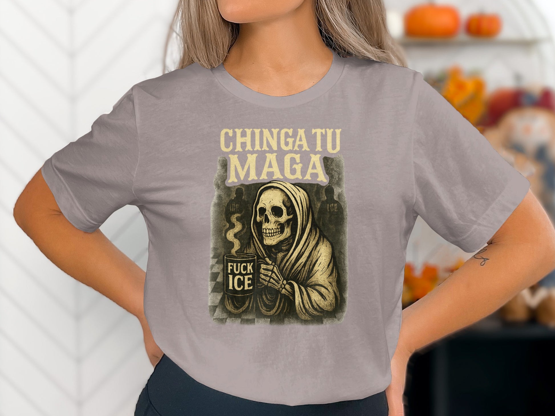 Chinga Tu Maga Fuck Ice Skeleton Graphic T-shirt