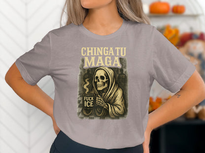 Chinga Tu Maga Fuck Ice Skeleton Graphic T-shirt
