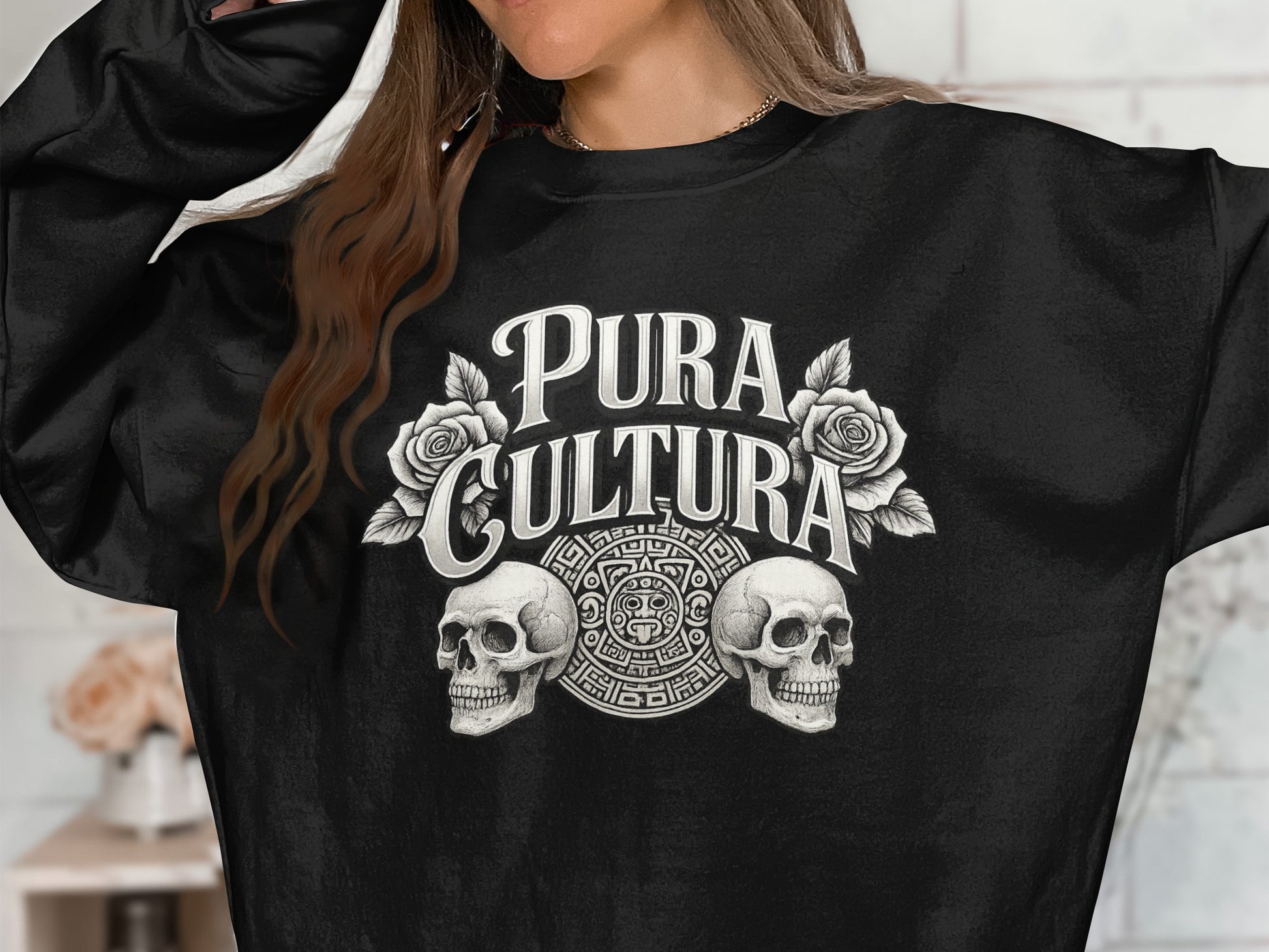 Pura Cultura Skull Roses Graphic Design Sweatshirt product