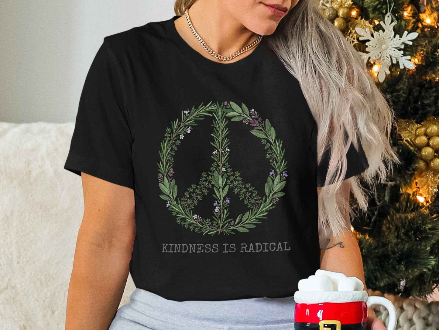 Kindness Is Radical T-Shirt, Herbal Peace Sign Tee, Botanical Peace Love, Rosemary Sage Thyme Shirt, Nature Lover Gift, Positive Vibes