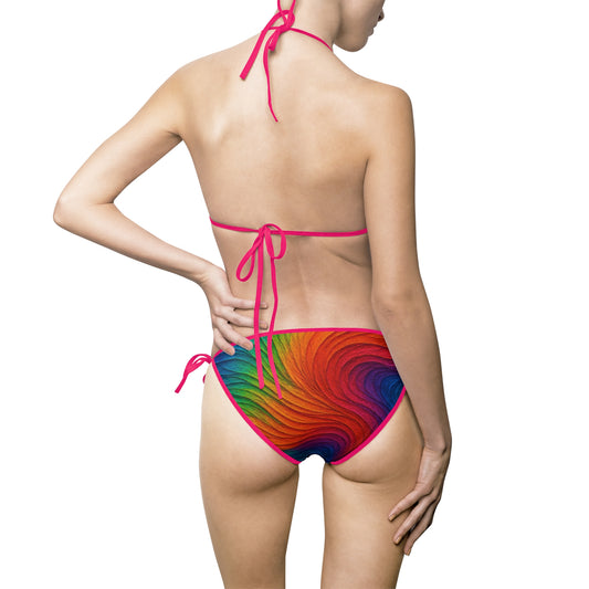 Pride Rainbow Women's Bikini Swimsuit, Gay Pride Swimwear, LGBTQ Beachwear, Summer Pool Party Outfit, Celebrate Love