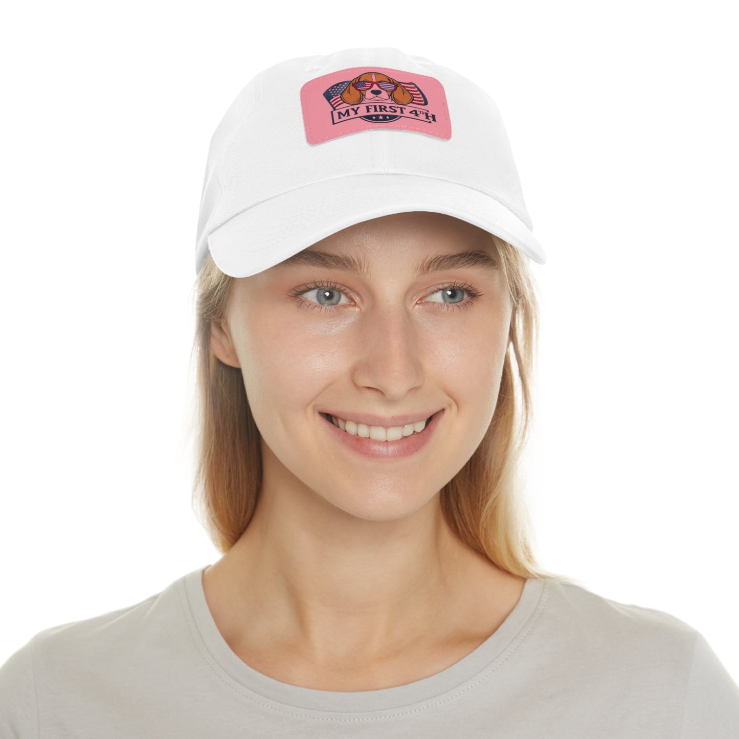 4th of July Dad Hat with Leather Patch (Rectangle)