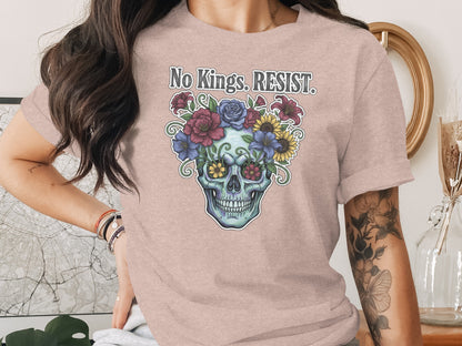 No Kings RESIST Floral Skull Graphic Tee product type