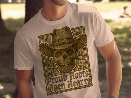 Proud Roots Open Hearts Skull Design T-Shirt