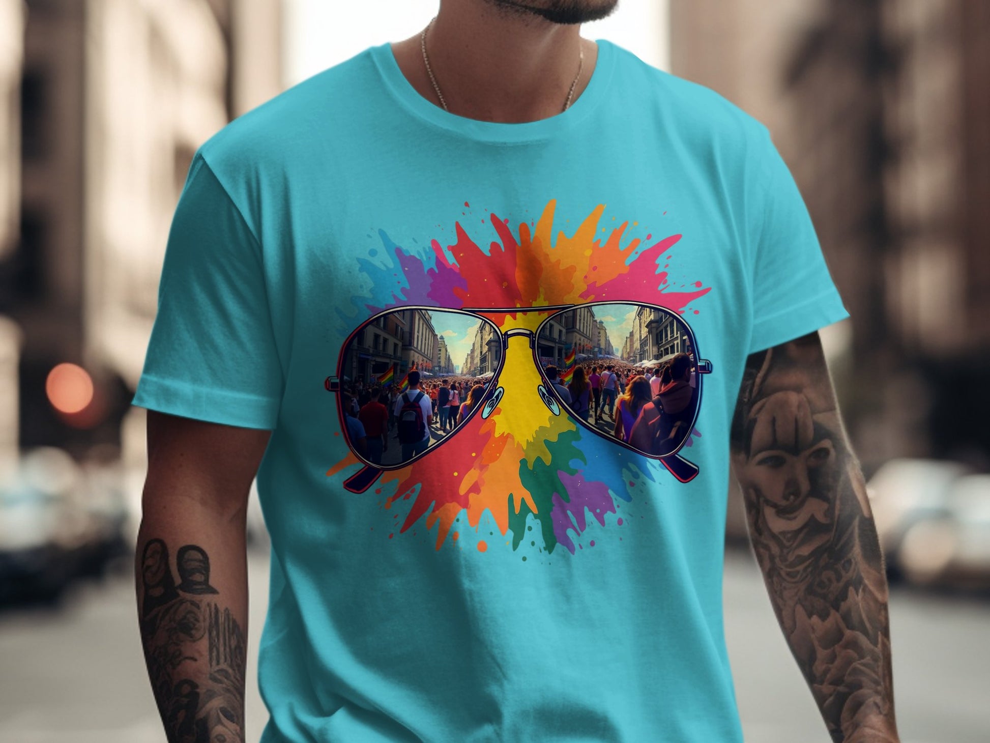Vibrant Sunglasses Reflection Graphic Tee product type