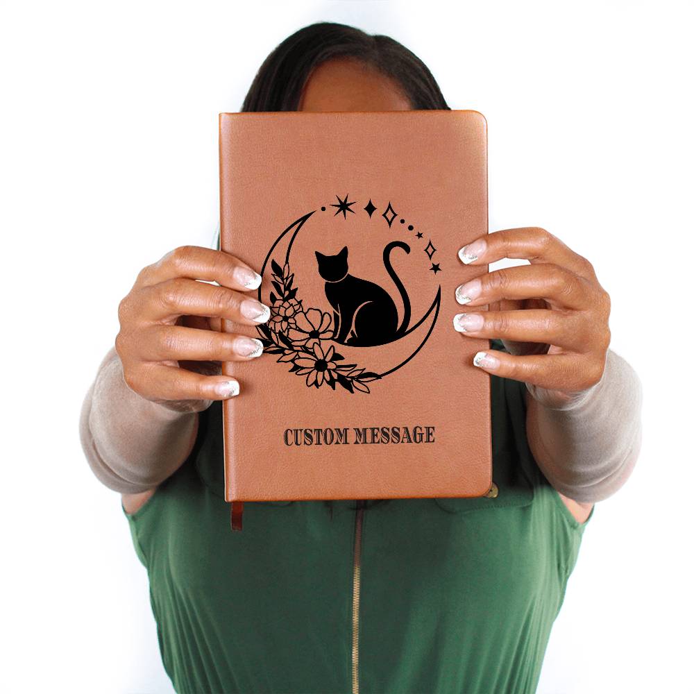 Cat Fan Lover Gift Journal Gift Unique Graphic Vegan Leather Journal - Personalized Gift