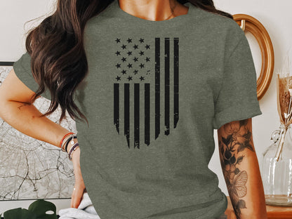 Distressed American Flag Graphic Printed T-shirt product