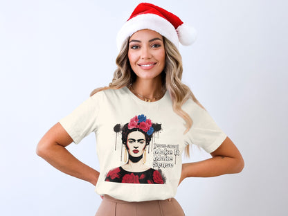 Frida Kahlo Christmas Hat Graphic Tee