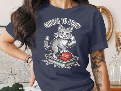 Cat Middle Finger 'CHINGA TU MEOW' Red Hat Litter Box product type