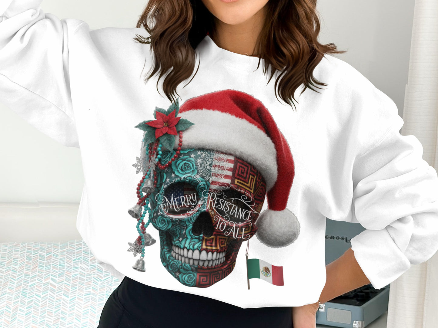Merry Resistance To All Santa Skull Sweatshirt