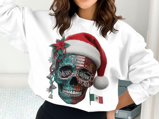 Merry Resistance To All Santa Skull Sweatshirt