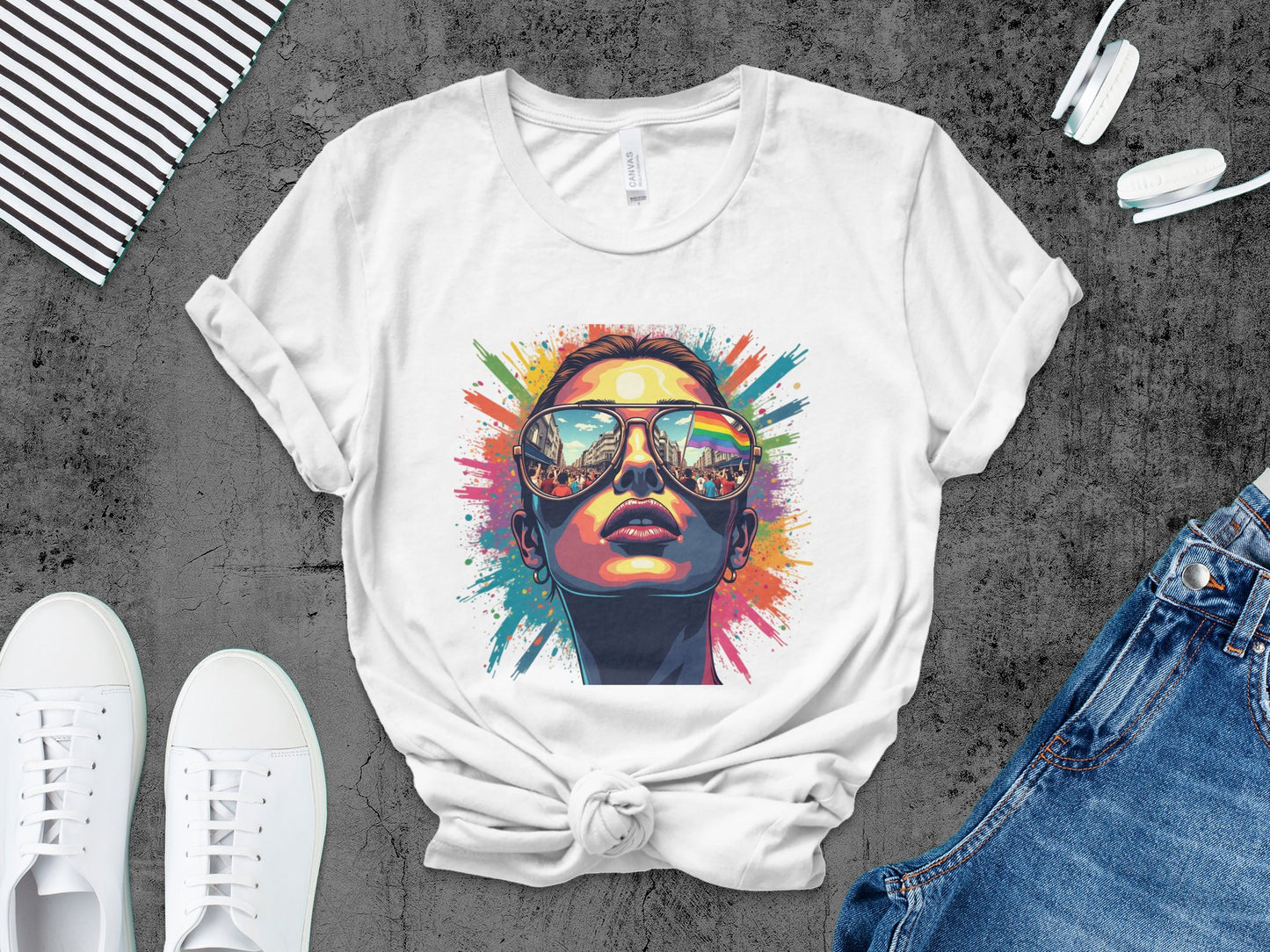 Stylish Reflective Sunglasses Graphic Tee Shirt product
