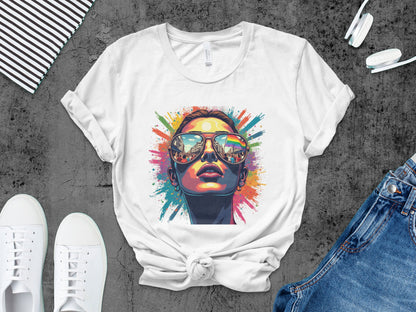 Stylish Reflective Sunglasses Graphic Tee Shirt product