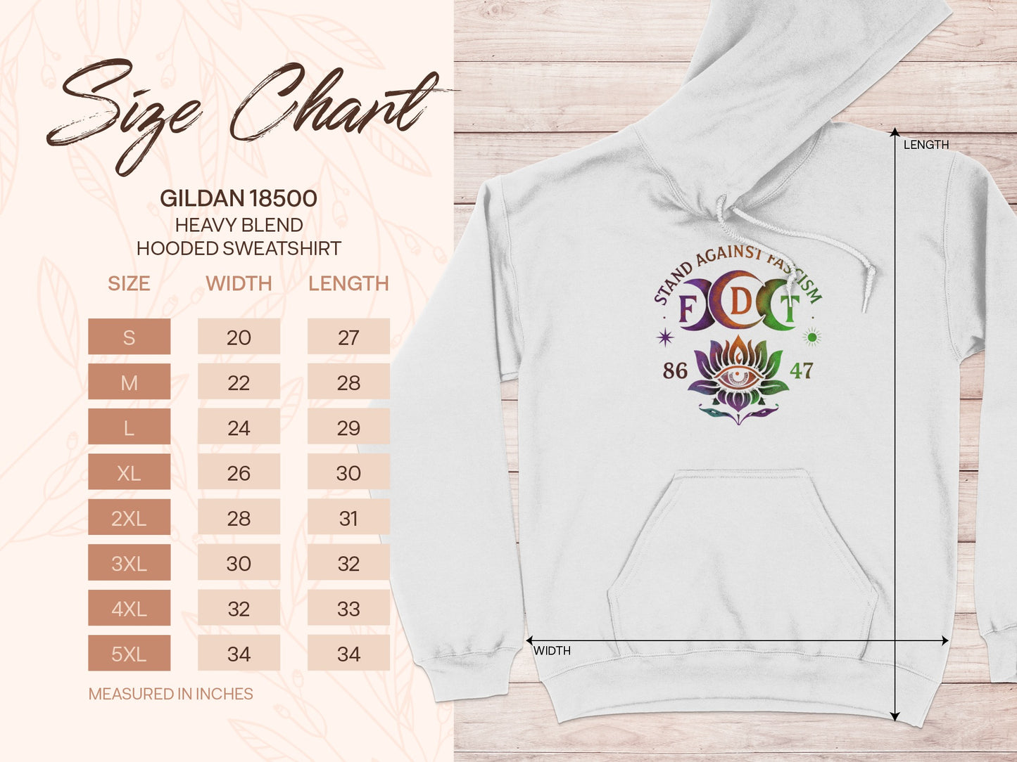 Stand Against Fear Flower Design Hooded Sweatshirt product type