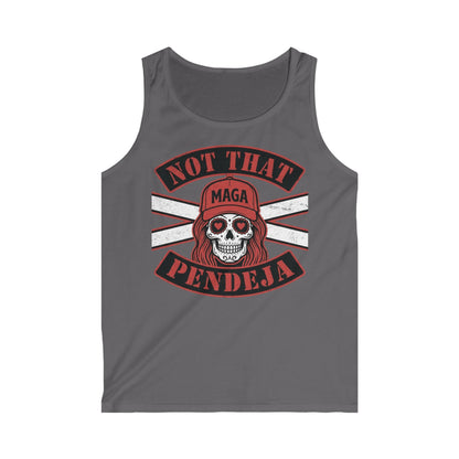 Skull with "Not That MAGA Pendeja" text, wearing a red baseball cap and braids.