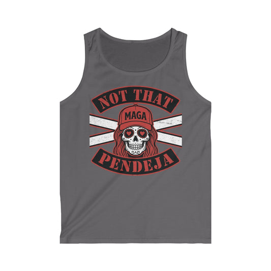 Skull with "Not That MAGA Pendeja" text, wearing a red baseball cap and braids.