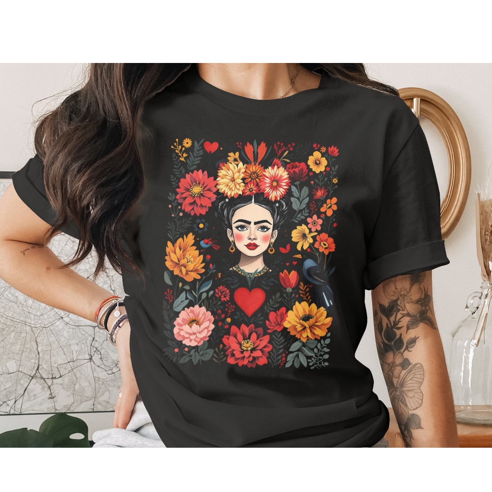 Frida Kahlo Vibrant Flowers Birds Hearts Design product type