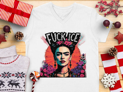 Stylish V Neck Shirt with Iconic Artistic Graphic Design