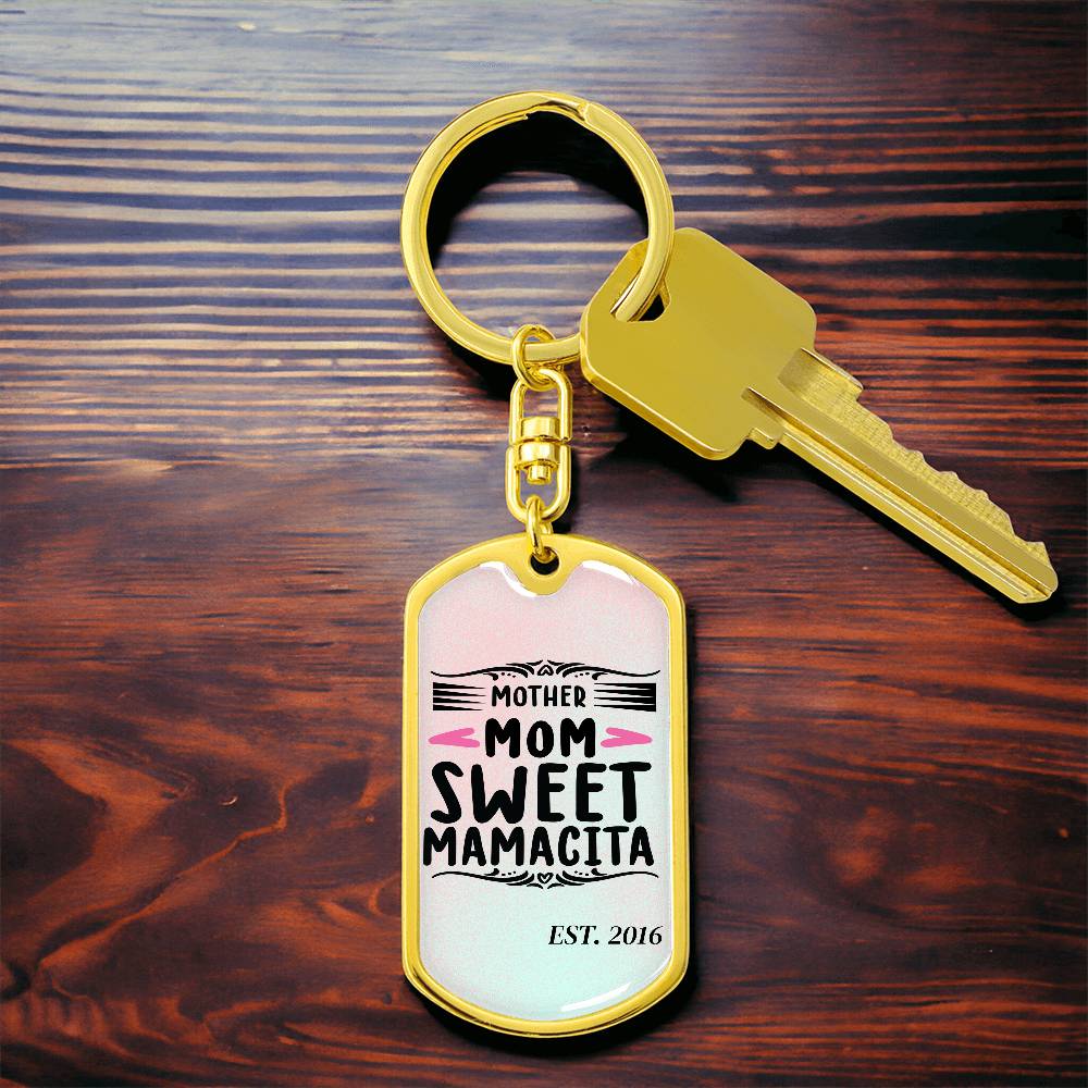 Custom Personalized Gift For Mom, Dog Tag with Swivel Keychain USA Made