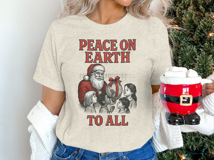 Peace on Earth to All Santa and Kids T-Shirt