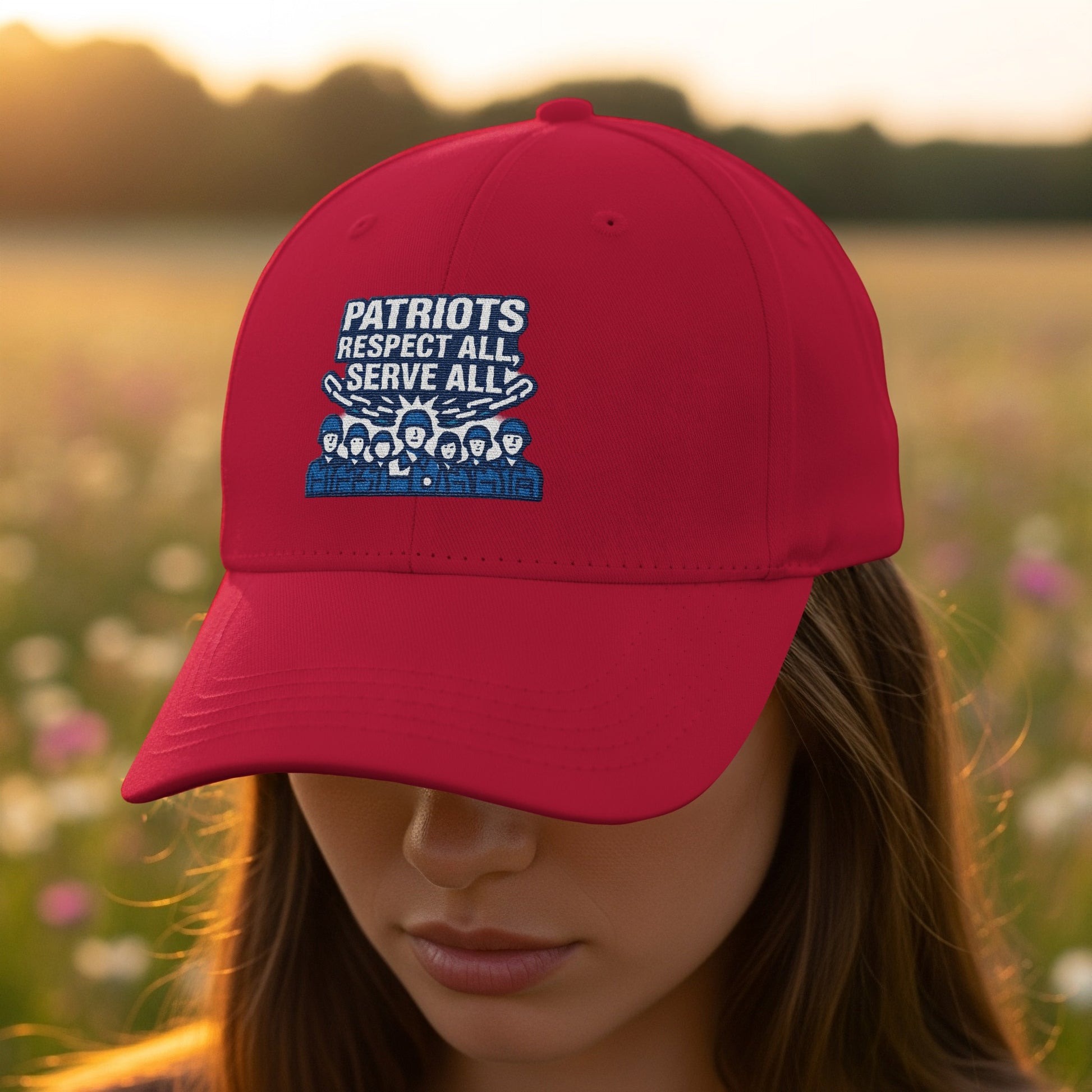 Patriots Respect All Serve All red cap product type