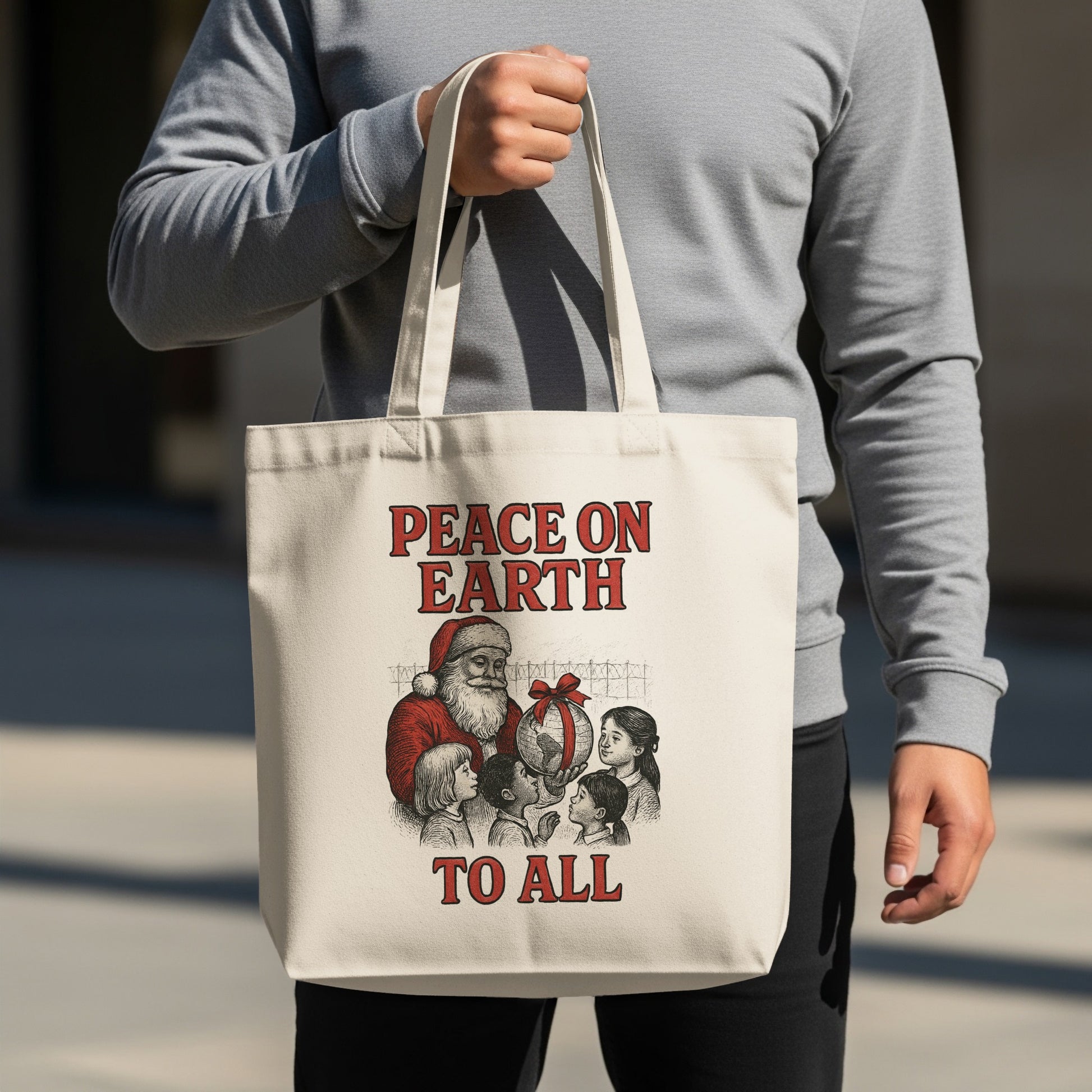 Peace On Earth To All Santa Claus Tote Bag