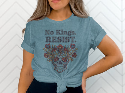 No Kings Resist Skull Floral Graphic Tee product type