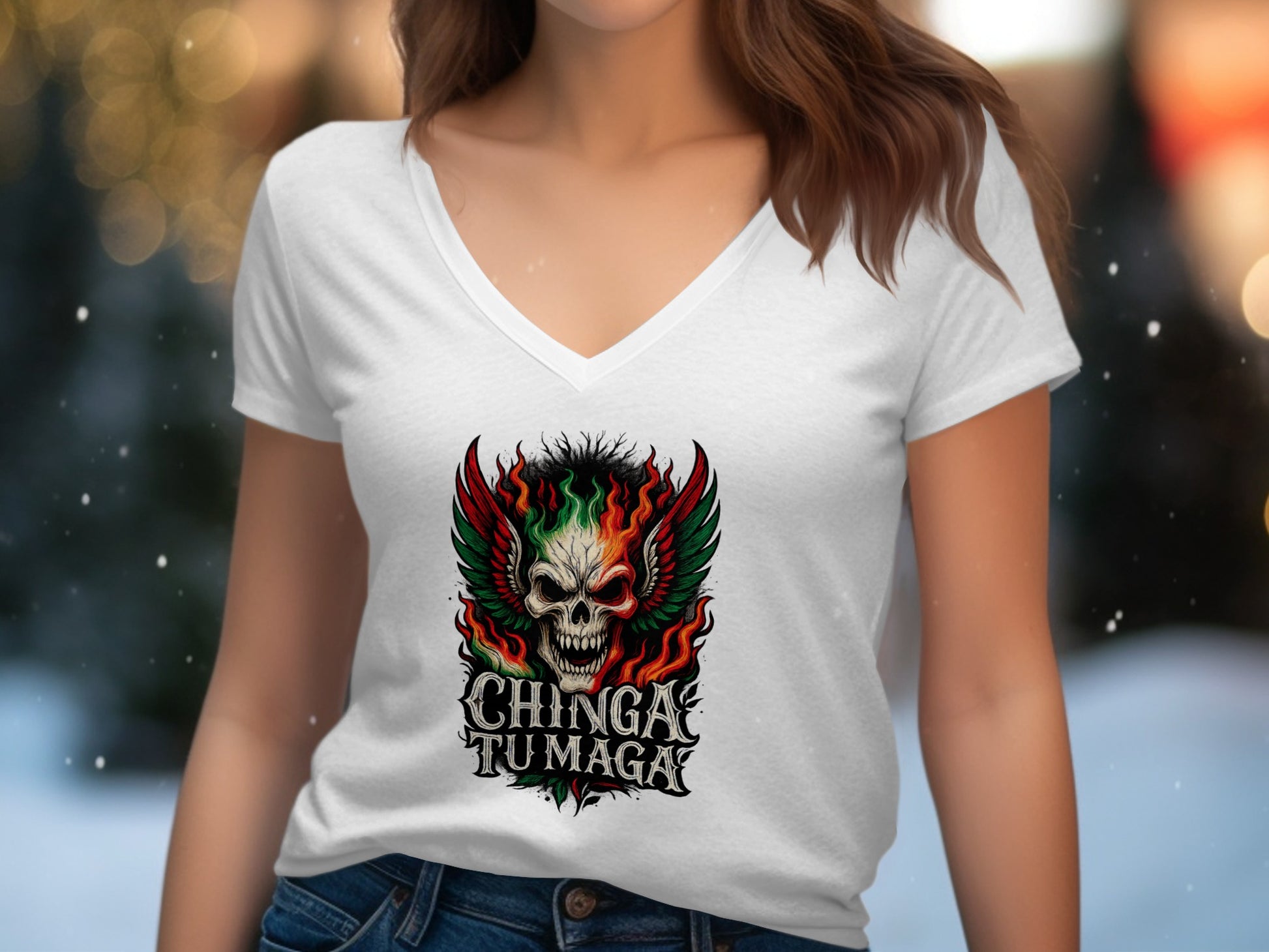 Chinga Tu Maga Graphic V-Neck Tee Shirt product