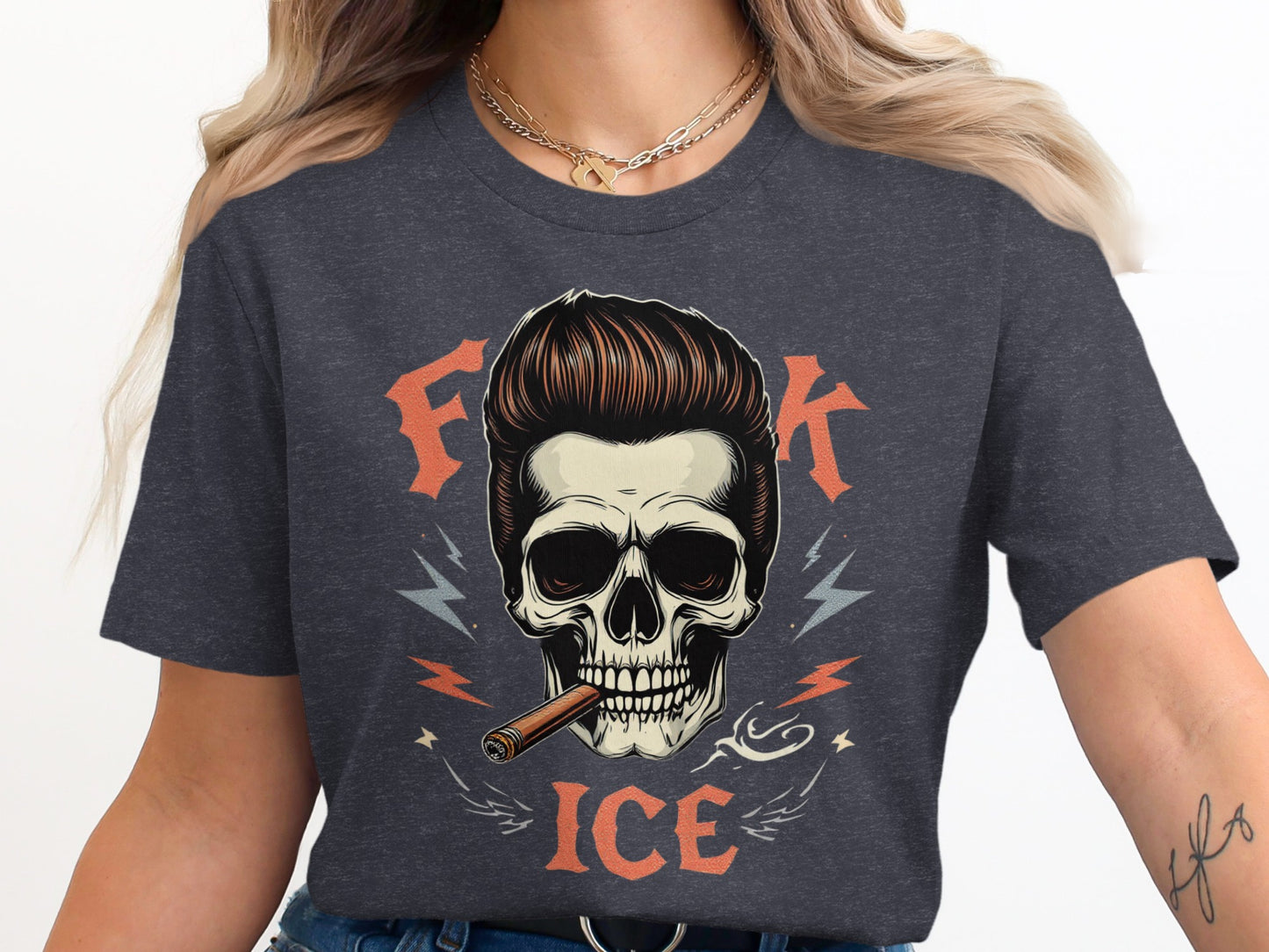 Skull Smoking Cigar Graphic Tee Shirt product